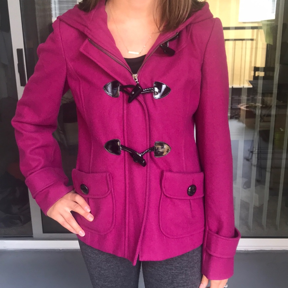 Guess Magenta Pea coat Size Small